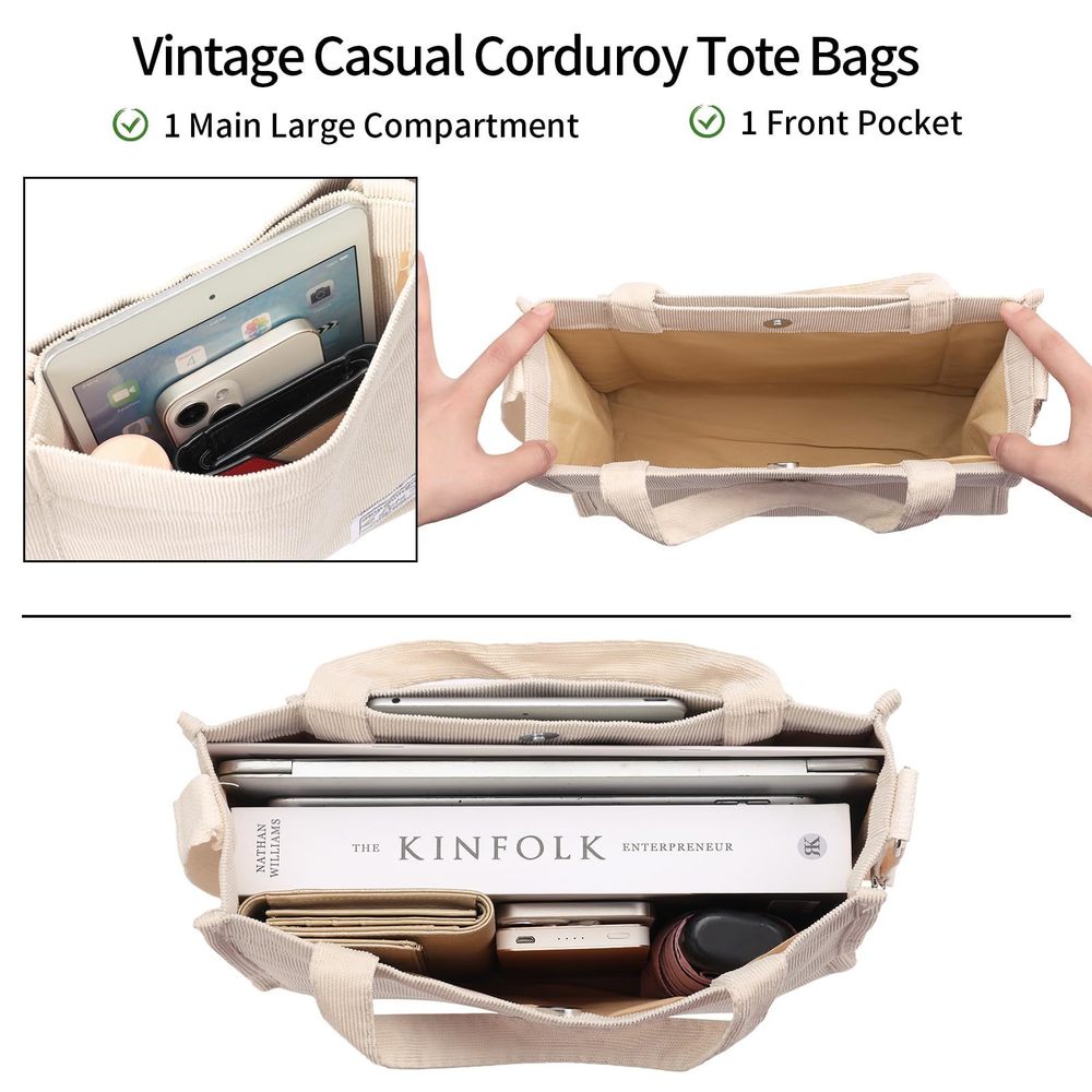 Corduroy Tote Bag Hobo Crossbody Bag Purse Shoulder Handbags :O - Picture 3 of 9